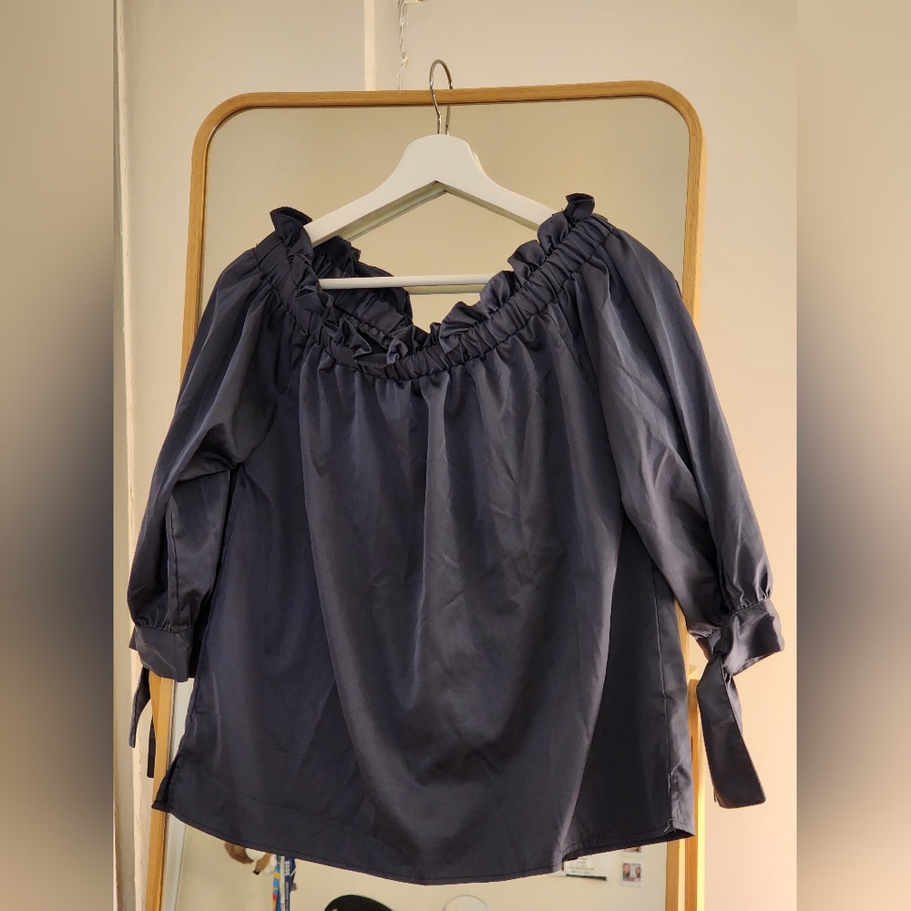 Blue Off the Shoulder Blouse